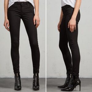 All Saints Mast Jet Black Skinny Jeans